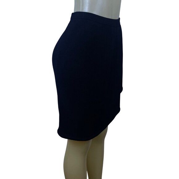 St. John Womens Black Knit Button Detail Wrap Style Skirt Size 6 USA - Picture 2 of 7